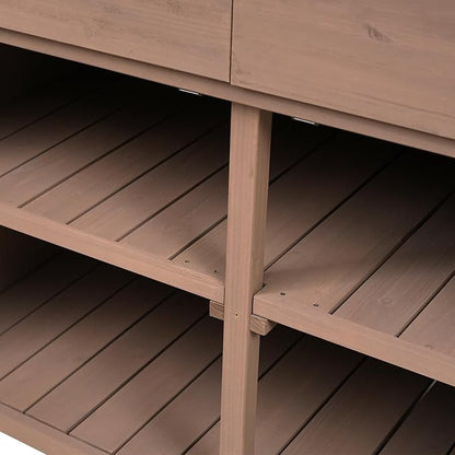 Merax Potting Bench Table with Cabinet and Open Shelves, Garden Potting Bench - Image 7