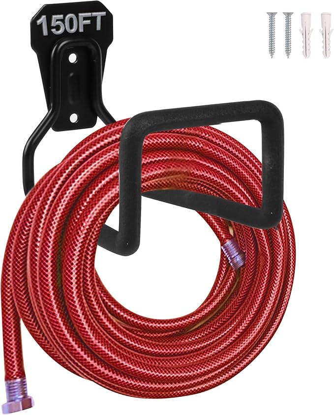 2pcs Heavy Duty Hose Hanger Garden Hose Storage Black Water Hose Holders - Image 2