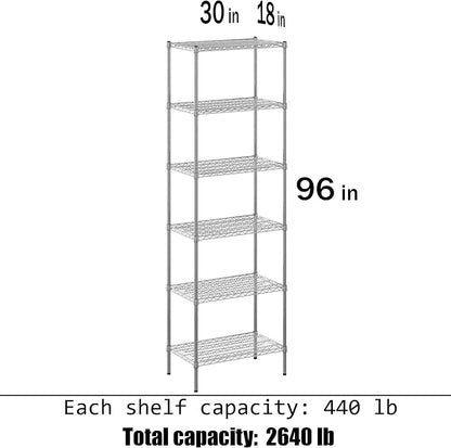 18" Deep x 30" Wide x 96" Height Wire Shelving Kit | 6-Tier | NSF Commercial - Image 3