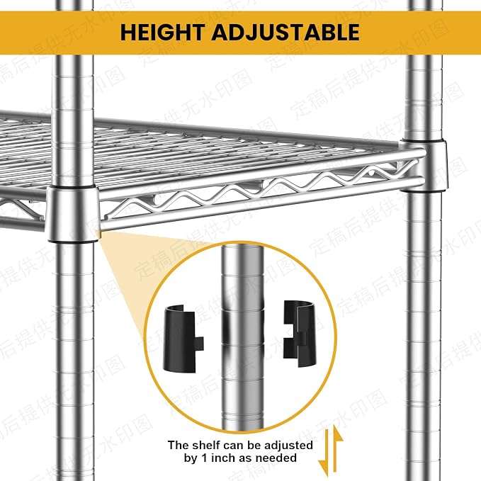 Metal Wire Shelving Unit Storage Shelves 4 Tier Adjustable Shelf Sturdy Steel - Image 9