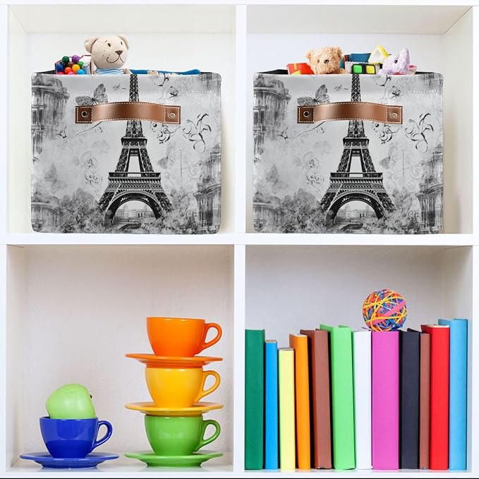 YETTASBIN Paris Eiffel Tower Storage Basket 1pc, Large Collapsible Toys Clothes - Image 7