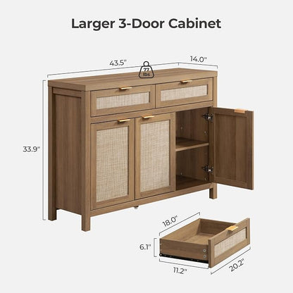 SICOTAS Rattan Sideboard Buffet Cabinet - Image 2
