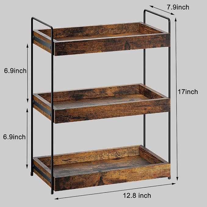 Bathroom Counter Organizer, 3-Tier Wood Spice Rack Organizer - Image 3