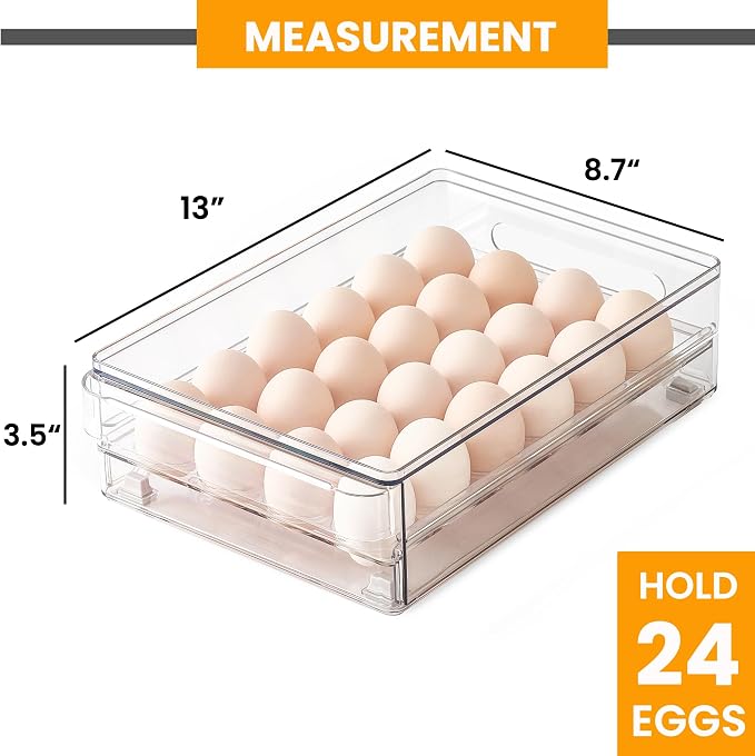 vacane 24 Egg Drawer for Fridge, Pull Out Egg Storage Container - Image 6