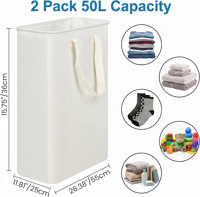efluky 2 Pack Slim Laundry Basket - Image 2