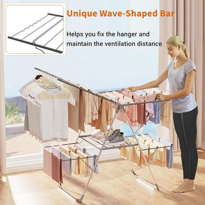 Bigzzia Clothes Drying Rack Foldable, 2-Level Large Laundry Drying Rack - Image 8