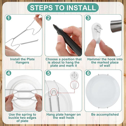 Hotop 12 Pieces Plate Hangers for Wall Stainless Steel Wire Invisible Heavy - Image 6