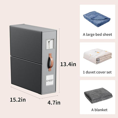 4 Pack Bed Sheet Storage Organizers- Premium Fabric Closet Organizer - Image 3