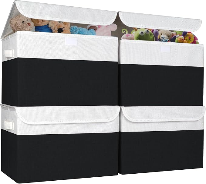 Large 22 Quart Linen Fabric Foldable Storage Bin Cube Organizer Basket by Bagnizer