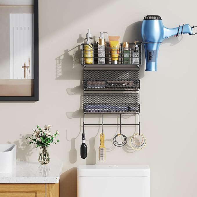 VITVITI Metal Hair Tool Organizer Wall Mount, Hair Dryer Holder - Image 2