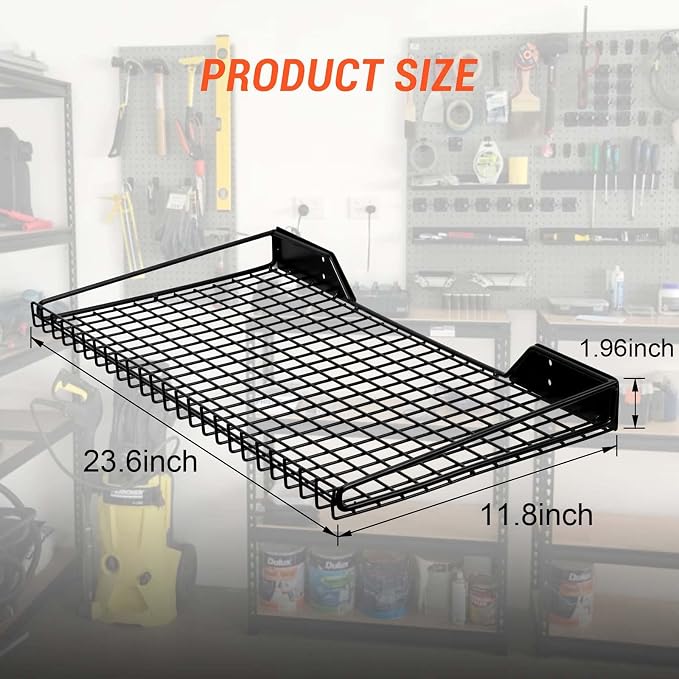 Wallmaster Garage Wall Shelf 2 Pack 23.6"x11.8" Wall Mount Heavy Duty Metal - Image 3