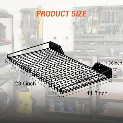 Wallmaster Heavy Duty Garage Wall Shelving 4 Pack 23.6"x11.8" Metal Wire - Image 3