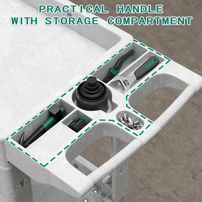 Heavy Duty Utility Rolling Tool Cart, 550 lbs Capacity Plastic Rolling Carts - Image 4
