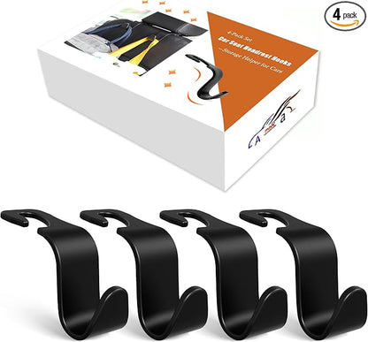 Amooca 4-Pack Car Headrest Hooks –Holds 55lbs Vehicle Storage Organizer by Amooca