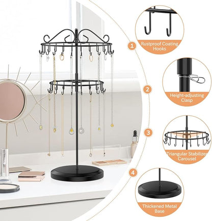 iDavosic.ly 2 Tier Rotating Necklace Holder Organizer - Image 4