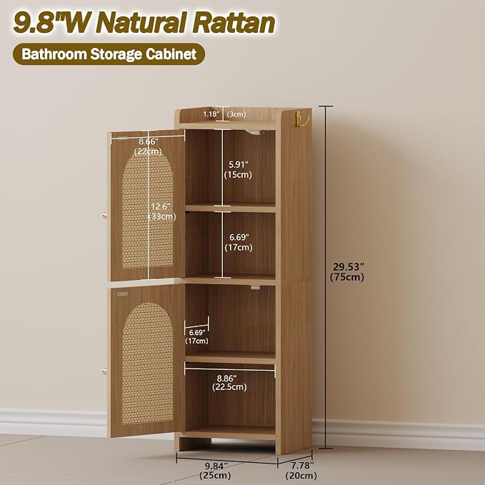 Arbuxzuy Rattan Bathroom Storage Cabinet - Image 2