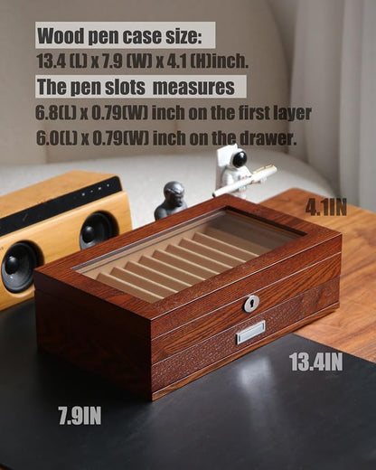 Wood Fountain Pen Case, 24 Slot Storage Organizer - Image 4