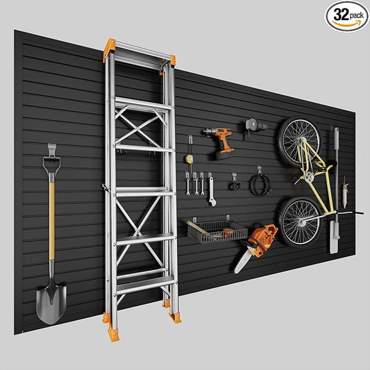 4'H x 8'W Slatwall Panel Garage Wall Organizer, Heavy Duty Interlocking Slat by GINCHAIN