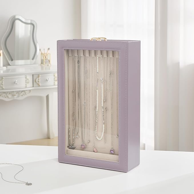 Lolalet Necklace Organizer Box, 2-Layer Jewelry Storage Boxes - Image 5