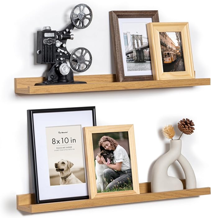 Fun Memories Picture Ledge Shelf, 24 Inch Floating Shelves Set of 2, Nursery by FunMemories