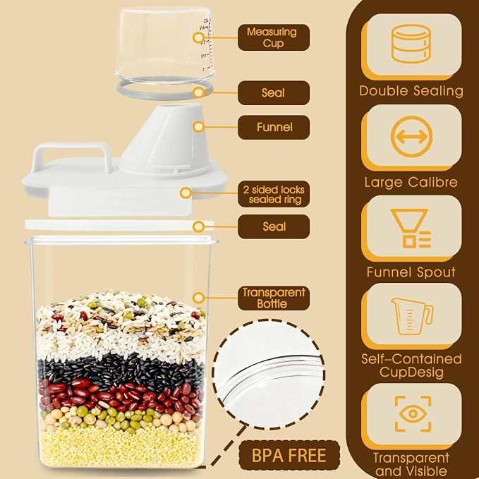 Upgraded Cereal Storage Container Set of 2 - 1600ML Airtight Food Storage - Image 3