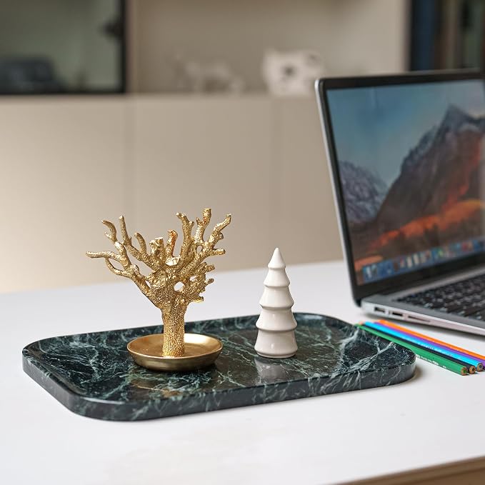 Natural Green Marble Tray 11.8"x7.8"x0.6" | Bathroom Vanity Organizer & Kitchen - Image 4