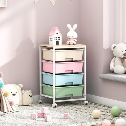 Utility Cart with 4 Drawers, Rolling Storage Cart with Drawers, Storage Rolling - Image 9
