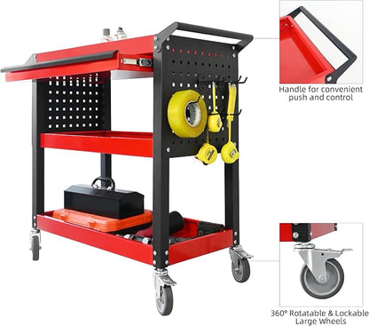 3 Tier Tool Cart on Wheels, Heavy Duty Metal Rolling - Image 5