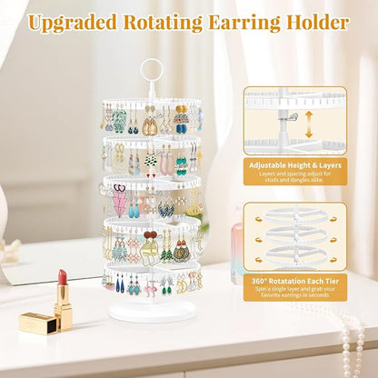 EsLuker.ly Earring Holder Organizer Rotating Stud Display Tree Rack, 5 Tier | - Image 2