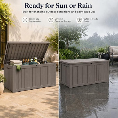 182 Gallon Outdoor Deck Storage Box, Large Waterproof Resin Patio Storage Box - Image 5