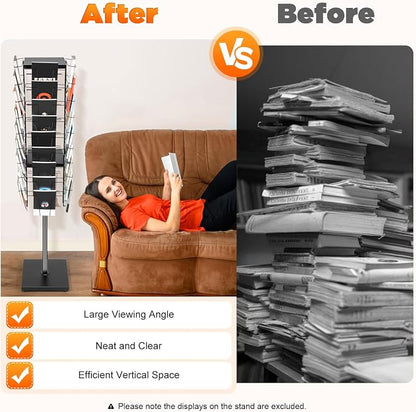 36-Pocket Rotating Magazine Rack, 360° Floor Brochure Display Stand - Image 3