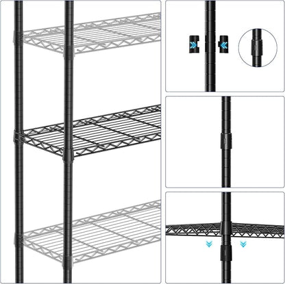 5-Tier Shelving Unit, 1250 Lbs Wire Rack Shelving, Adjustable Storage Rack - Image 4