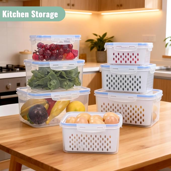 3 PCS Fruit Storage Containers for Fridge Food Berry Storage Container Set - Image 8