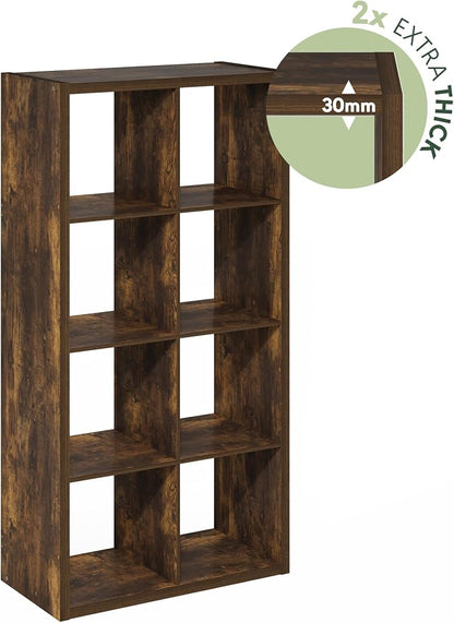 Furinno Cubicle 8-Cube Book Shelf, Extra Thick Frame Bookshelf, Amber Pine | - Image 7
