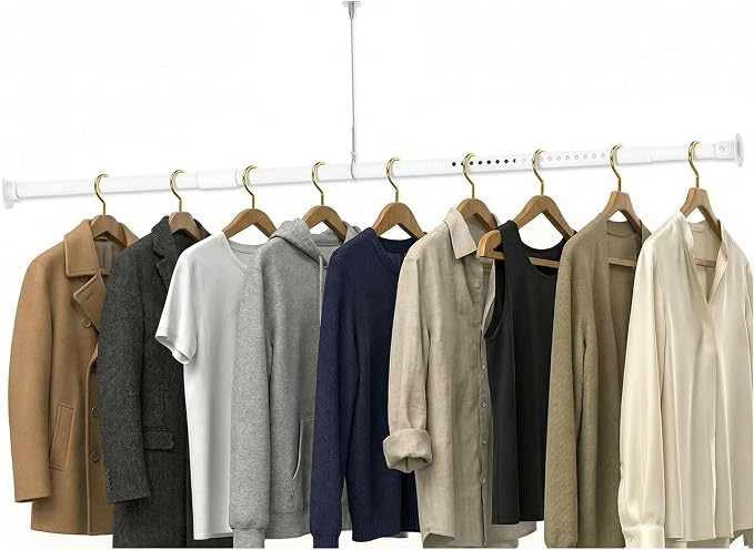 Heavy Duty Closet Rod 17-56 Inches, Adjustable, 1.1 Inches Diameter, Suitable by Unknown