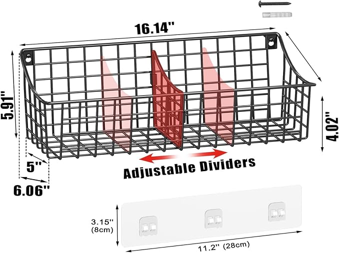 4 Pack EXTRA LARGE Hanging Wall Mount Storage Baskets - Image 3
