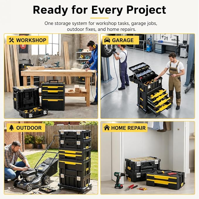 TLGREEN 4-Tier Stackable Rolling Tool Box - Image 8