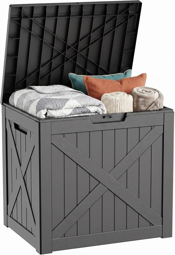 32 Gallon Deck Box, Waterproof Outdoor Storage Boxes by MAIUSCOLI