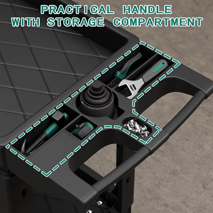 Heavy Duty Utility Rolling Tool Cart, 550 lbs Capacity Plastic Rolling Carts - Image 4