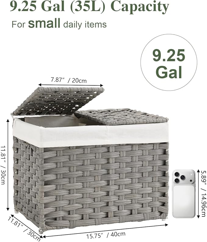 SETVSON Storage Basket with Lid, 9.2 Gal PE Rattan Trunk, 2 Separate Lids - Image 2