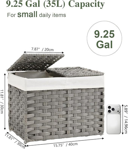 SETVSON Storage Basket with Lid, 9.2 Gal PE Rattan Trunk, 2 Separate Lids - Image 2