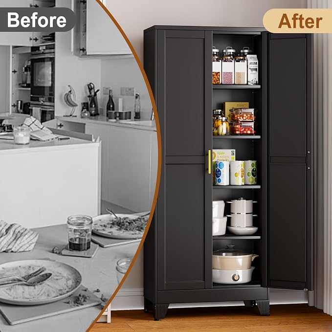 71" Black Metal Storage Cabinet - Image 7