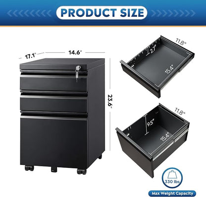 DEVAISE 3 Drawer Mobile File Cabinet - Image 3