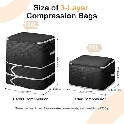 Comforter Storage Bag - 130L Large Capacity Blanket Storage Bags 3-Layer Ultra - Image 2