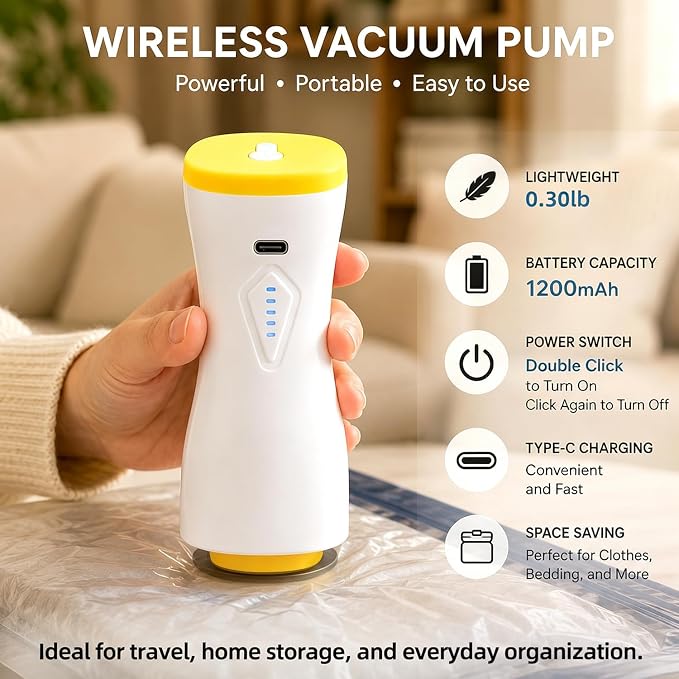 Vacuum Compression Bags with 2‑in‑1 Rechargeable Air Pump, 16 Pack Multi‑Size - Image 7
