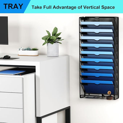 Hanging Wall File Organizer 10 Tier Wall Mounted File Holder Document Wall - Image 7