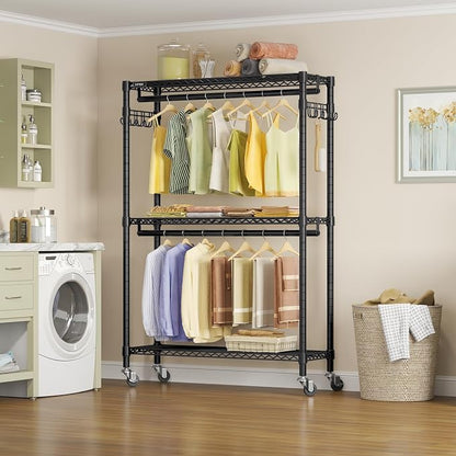 VIPEK R2 Plus Heavy Duty Rolling Garment Rack 3 Tiers Adjustable Wire Shelving - Image 3