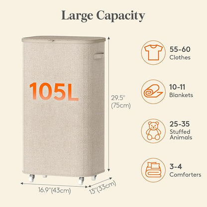 Lifewit 105L Plastic Laundry Basket - Image 4