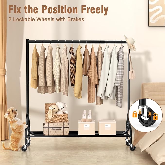 EAGMAK Heavy Duty Clothes Rack Load 420 LBS, Rolling Garment Rack - Image 5