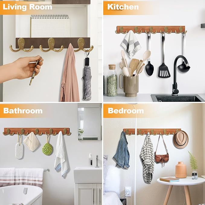 20 Pack Coat Hooks Wall Hooks for Hanging, Heavy Duty Double Prong Metal Hook - Image 2